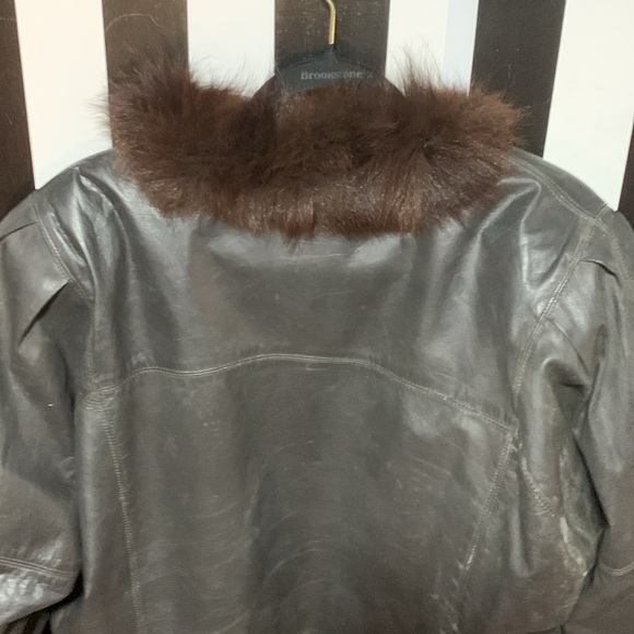 Vintage Genuine Leather & Real Dyed Foxtail Bomber Jacket Womanβs Small - Picture 16 of 17